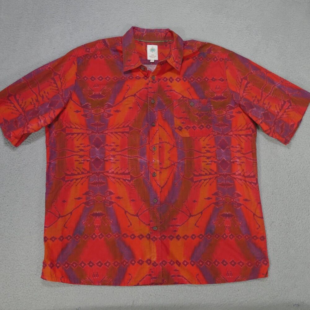 The Territory Ahead Shirt Men 2XLT Tall Orange Aztec Cotton Short Sleeve